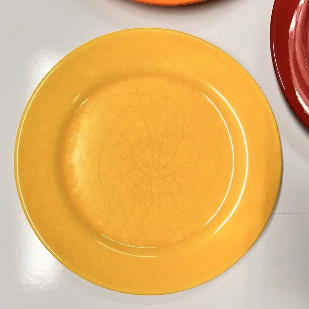 Vintage Waechtersbach Germany Plates Set 3 Red Orange Yellow 8” MCM